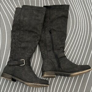 JustFab Charcoal Over the Knee Boots